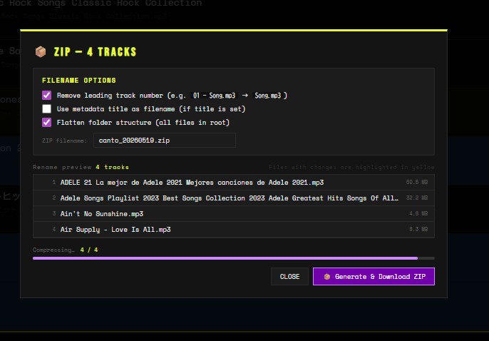 CANTO ZIP Export — 4 Tracks
